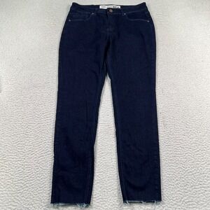 Barbell Apparel Straight Jeans Women 30 L Dark Wash Mid Rise Raw Hem Stretch 29L